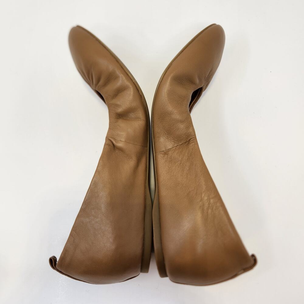 J Crew Women Anya Tan Leather Ballet Flats Size 9 Slip On Shoes Classic Neutral - Picture 7 of 9